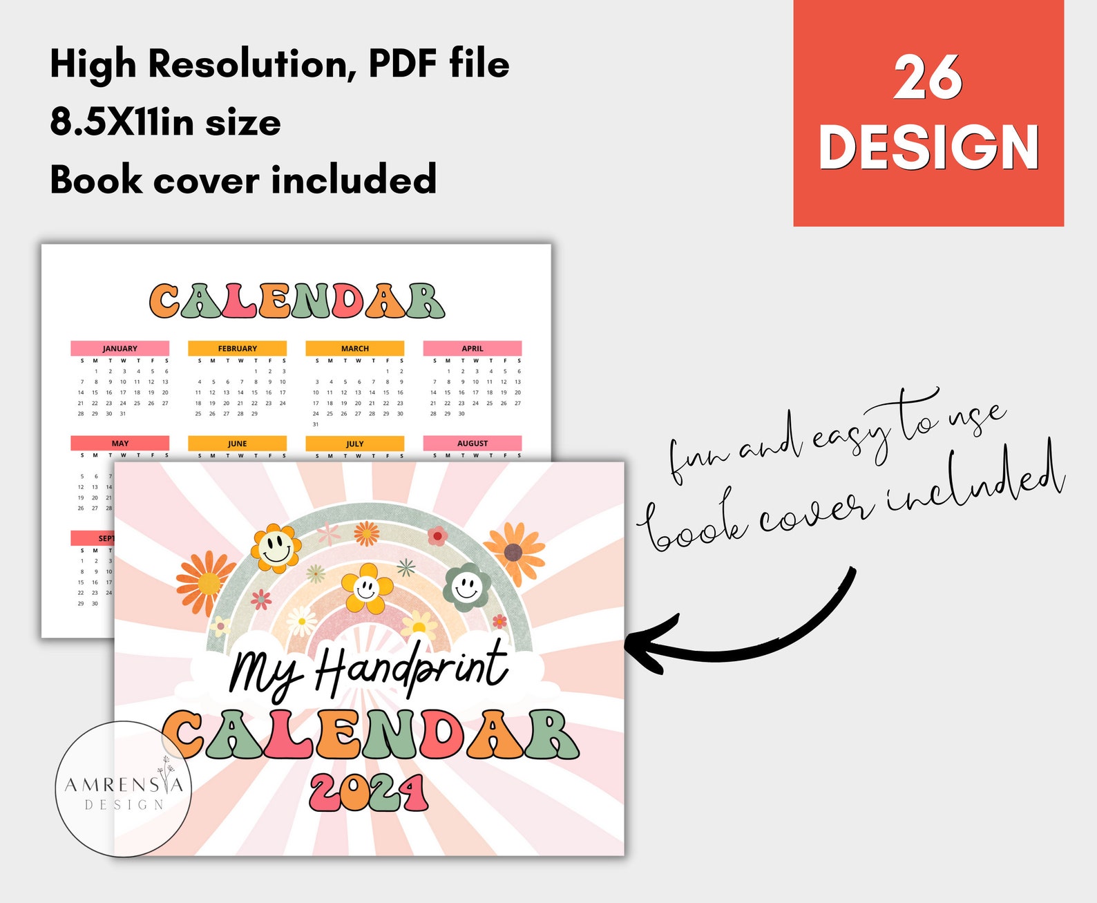 26 Design Handprint Calendar ,handprint Memory Book Printable for Prek ...