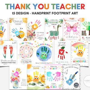 Docent waardering week ambacht, handafdruk voetafdruk vingerafdruk kunst afdrukbaar voor PreK, Preschool kleuterschool, Instant download