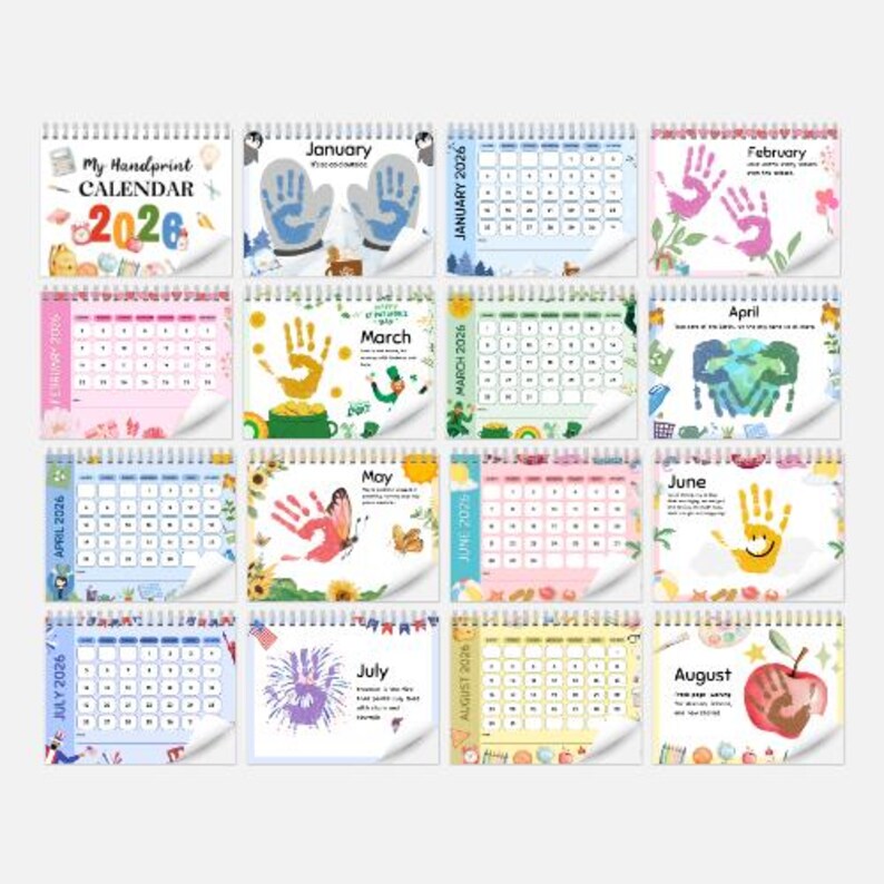 Editable Handprint Calendar 2026, Prek-1st Grade Keepsake (PDF) - Etsy