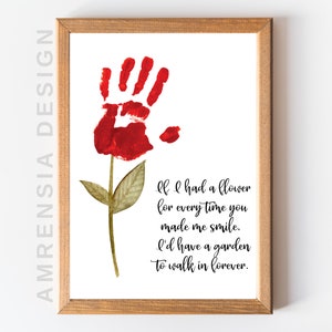 Muttertagsgeschenk Blumenidee Handabdruck Kunst Gedicht, Frühling Basteln Kleinkind Vorschule Heimschule Kindertagesstätte Aktivität Erinnerung Andenken Basteln