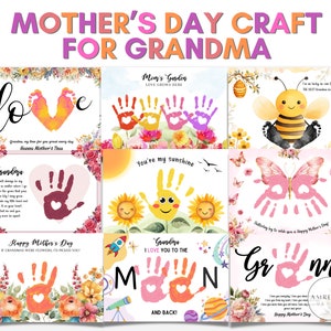 Regalo de la abuela, artesanía del día de la madre, recuerdo de la huella de la mano del día de la madre, regalo de la abuela, preescolar del bebé del bricolaje