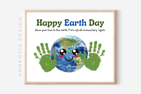 Happy Earth Day Earth Hour Go Green Handprint Art Kids Baby