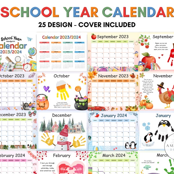 School Year Handprint Calendar - Etsy