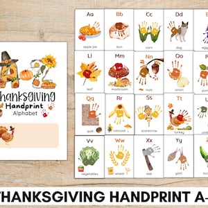 A to Z Thanksgiving Handprint Alphabet, Learning Alphabet, Keepsake Craft, Handprint Kit for  Toddlers, Preschool Printable