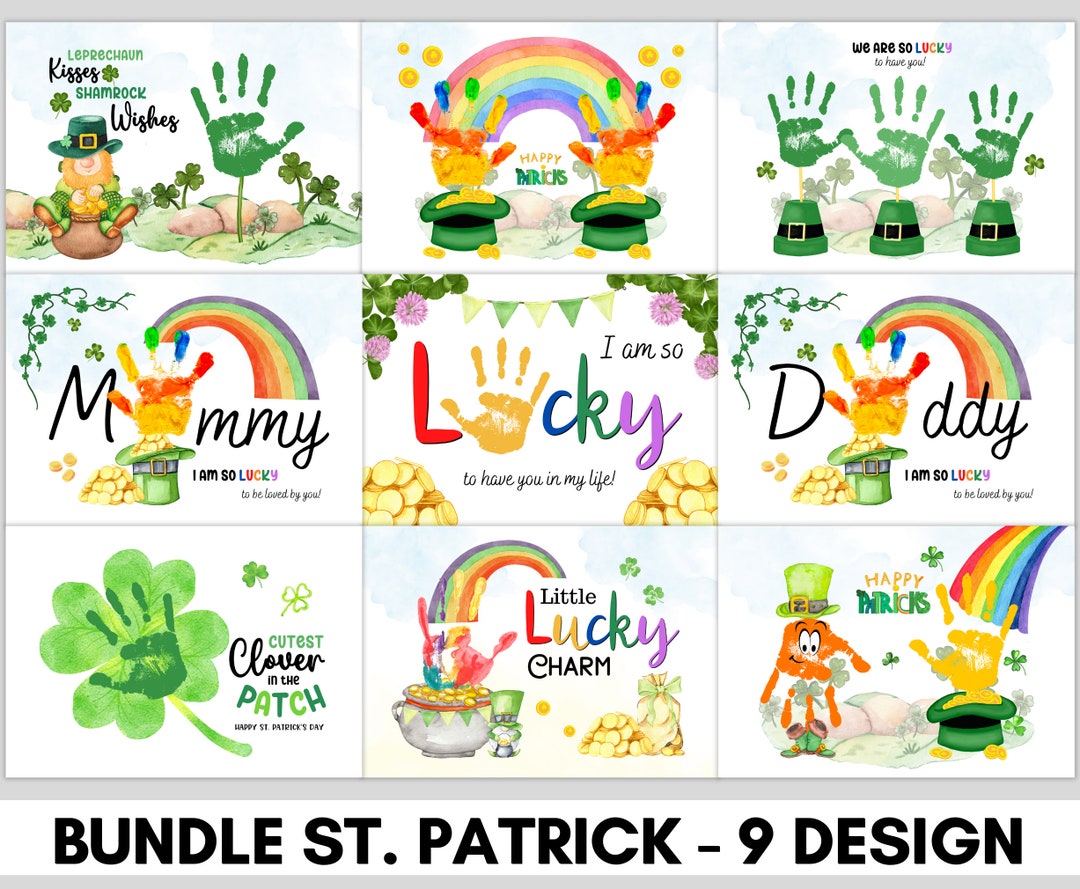 9 DESIGN Happy St Patrick Day Handprint Art Template