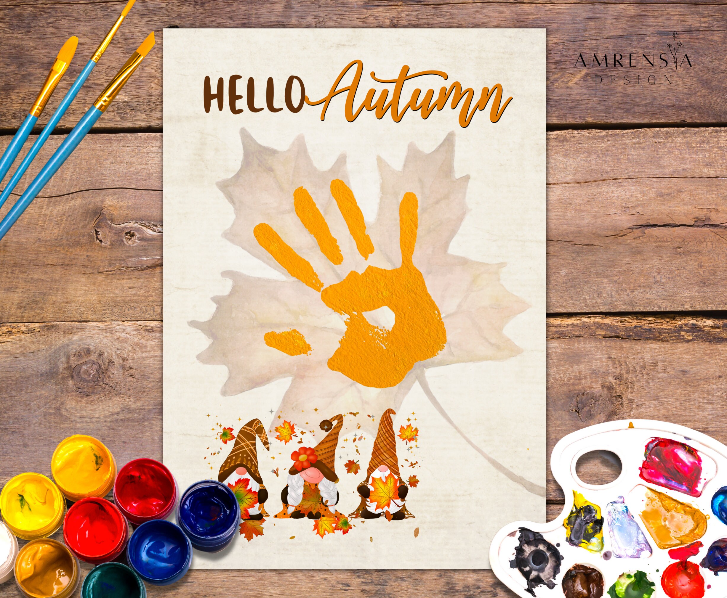 Hello Fall Craft Kit Hello Autumn Craft Handprint Art Gnome Autumn Fall Toddler Preschoolers ...