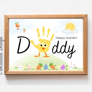Joyeux papa de Pâques, artisanat de Pâques Modèle d’art d’empreinte de main pour bébé enfants tout-petits PreK Garderie, artisanat souvenir, décor de Pâques