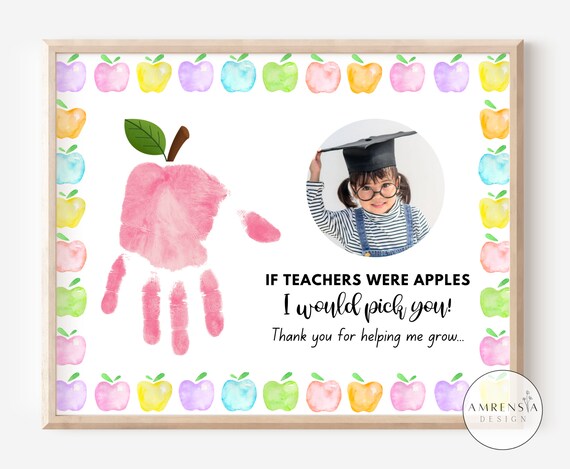 Teacher gift diy handprint craft art, Thank you Teacher Appreciation day,  Kids Child Preschool art, DIY kid gift, Printable art