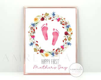 Happy first Mother's Day Footprint art, Baby Toddler Kids craft, Gift for  mother, Happy Mother's day, preschooler DIY activity - Main Image