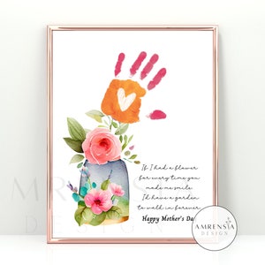 Poème pour maman, empreinte de main artistique pour la fête des mères, créations manuelles pour tout-petits, joyeuse fête des mères, activité de bricolage pour enfants d'âge préscolaire