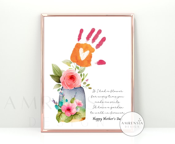 Poem for Mom, Happy Mother's Day Handprint Art, Baby Toddler Kids