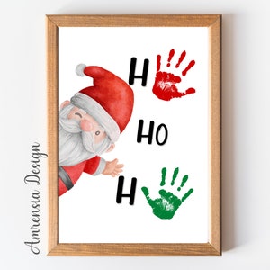 Handprint art, Santa claus printable template for PreK, Preschool Kindergarten, Christmas home decoration, keepsake craft