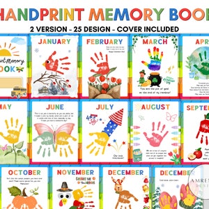 25 DESIGN Handprint Memory Book Printable  for PreK, Preschool Kindergarten 1st Grade craft, Memory Book Handprint Art, keepsake craft