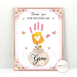 DANKE, dass Sie mir beim Wachsen geholfen haben, Baby-Kleinkind-Kinderbasteln, Geschenk für Mutter, Lehrerin, Oma, Alles Gute zum Muttertag, DIY-Aktivität in der Kindertagesstätte für Kleinkinder