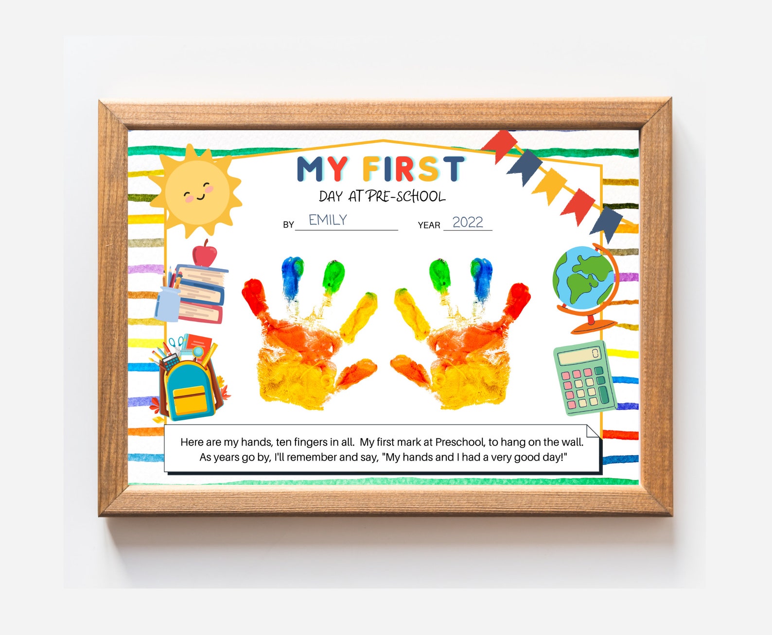 2 Versions My First Day of Preschool Handprint Art My First - Etsy