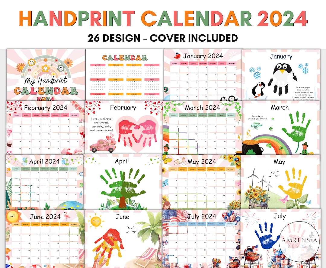 26 Design Handprint Calendar ,handprint Memory Book Printable for Prek ...