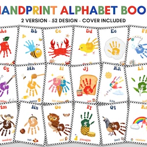 My Handprint Alphabet Book, Alphabet Handprint Art,  Baby Toddler Child, Classroom Nursery Activity, Handprint Keepsake Printable