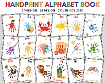 My Handprint Alphabet Book, Alphabet Handprint Art,  Baby Toddler Child, Classroom Nursery Activity, Handprint Keepsake Printable