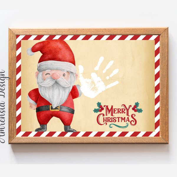 Merry Christmas 2022, Handprint art, Toddler PreK Preschool Kindergarten craft, Letter to santa, xmas home decoration