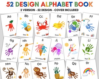 Alphabet Handprint Book, Alphabet Handprint Art,Daycare Preschool,Classroom Nursery Activity, Handprint Keepsake Printable