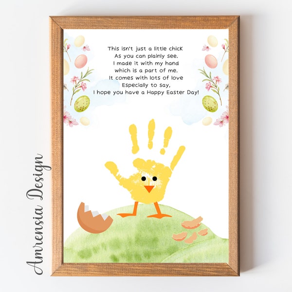 Happy Easter craft, Easter poem Handprint art template for Baby kids toddler PreK Daycare, keepsake craft, Easter decor