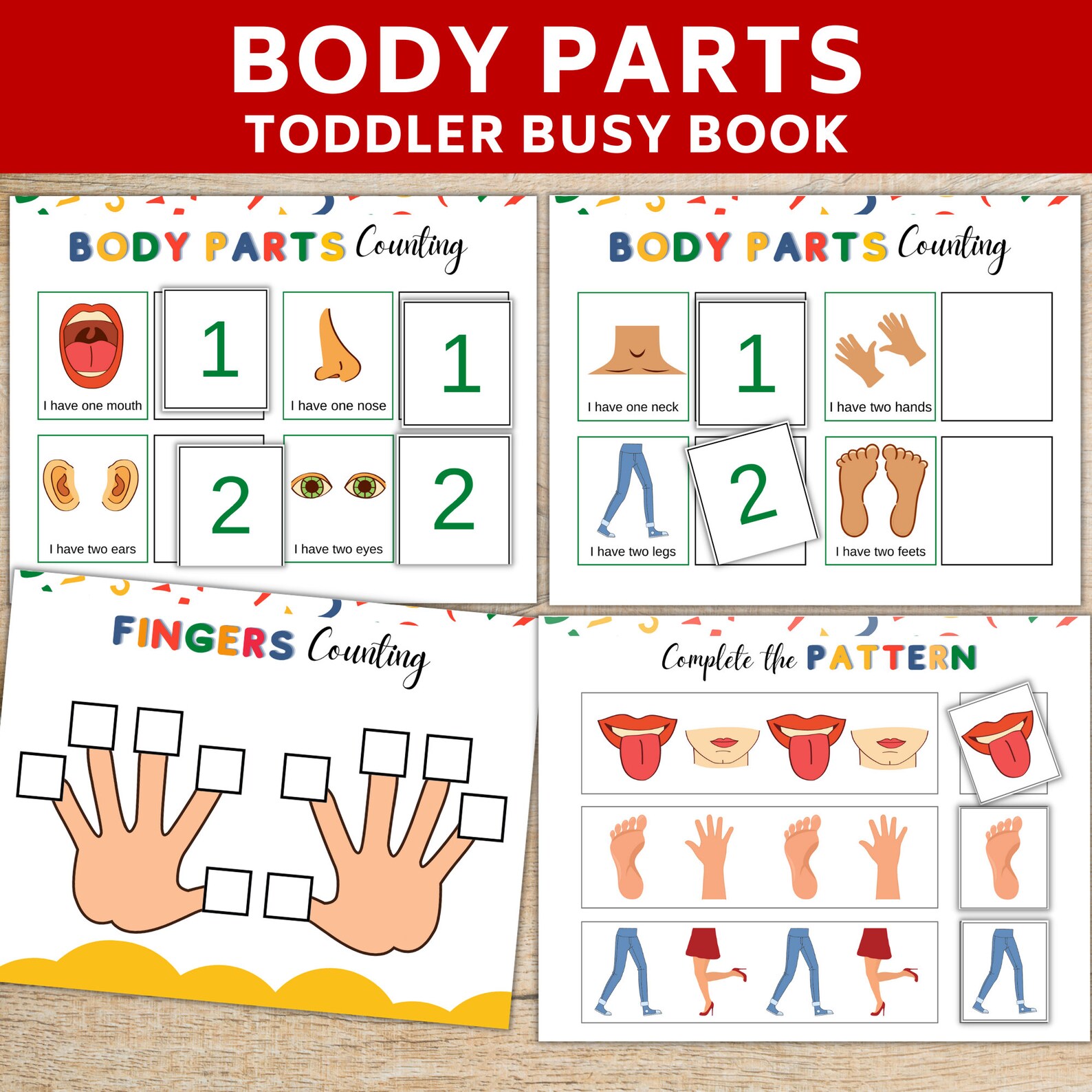 Body Parts Toddler Busy Book Body parts worksheets printable Etsy
