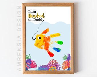 Handprint Art for Father's Day, Daddy you are a catch, Father's Day Craft, Easy DIY from Kids, Crafts for Toddlers Preschool Gift for Dad