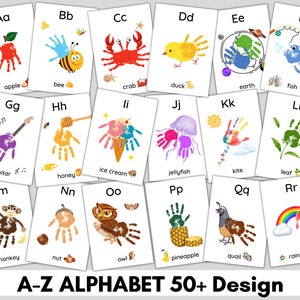 My Handprint Alphabet Book, Alphabet Handprint Art,  Baby Toddler Child, Classroom Nursery Activity, Handprint Keepsake Printable