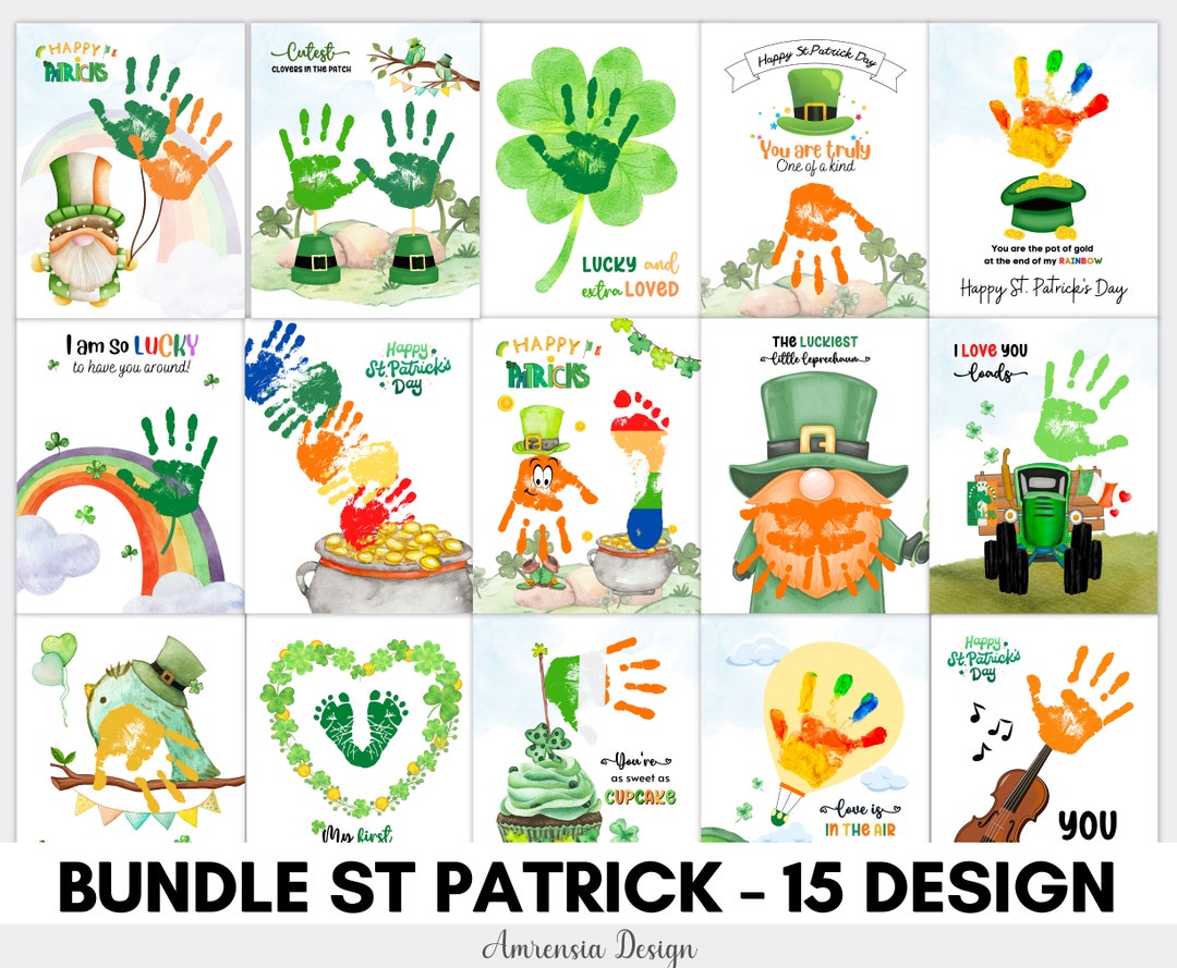 15 Design BUNDLE St Patrick Day Craft Handprint Footprintart