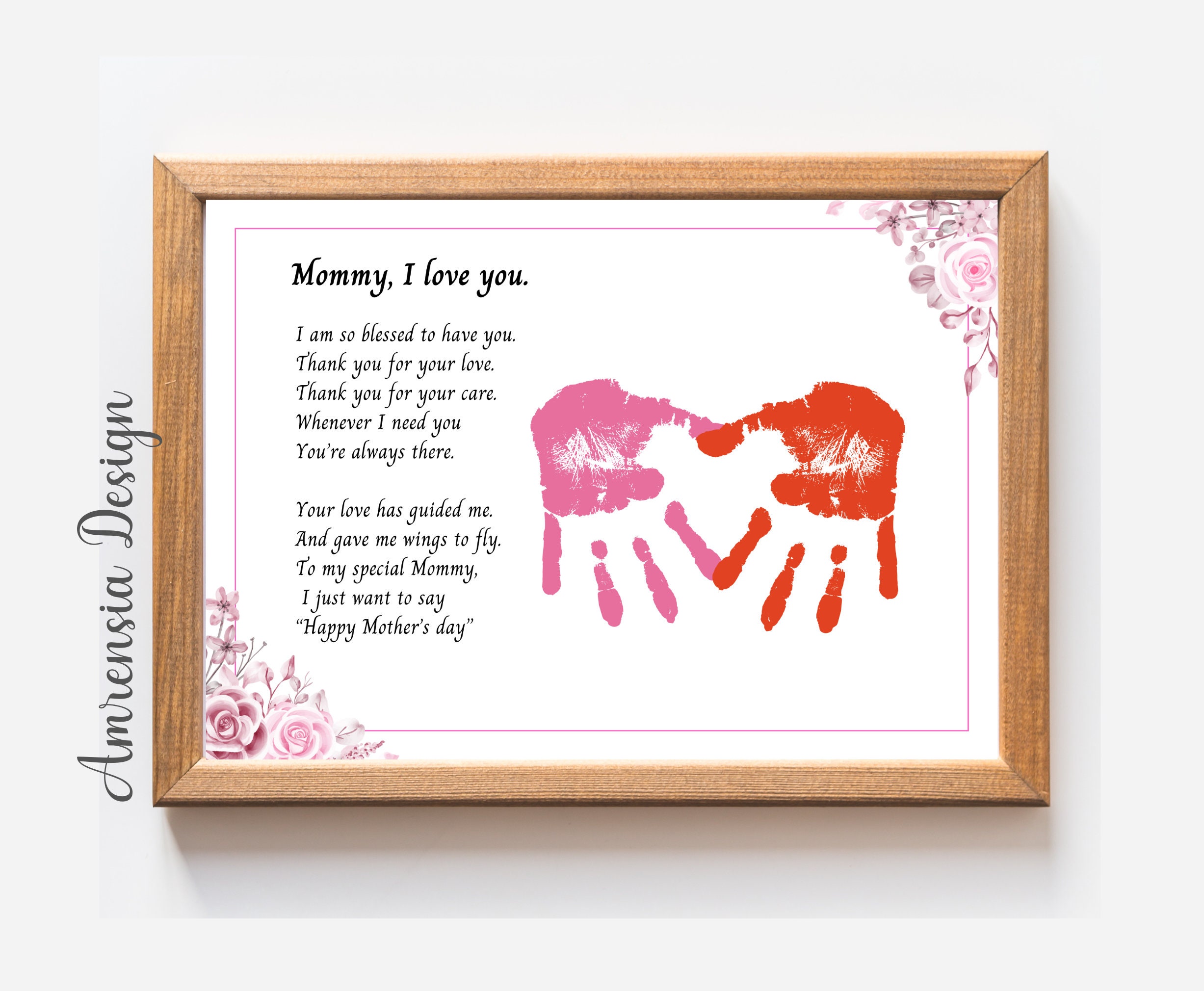 Mommy Handprint Art Poem, Mother's Day, Baby Toddler Kids Craft