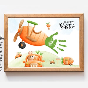Karotte Happu Ostern Handwerk Handabdruck Kunst Vorlage für Baby Kinder Kleinkind PreK Daycare, Andenken Handwerk, Osterdekor