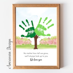 Huella de mano del árbol genealógico, poema de amor Familia de San Valentín Plantilla imprimible para PreK, guardería preescolar