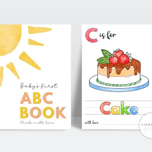 52 PAGES ABC Baby shower coloring book, Baby&#39;s First ABC Book, Sun theme Alphabet book, Baby shower game or activity, printable