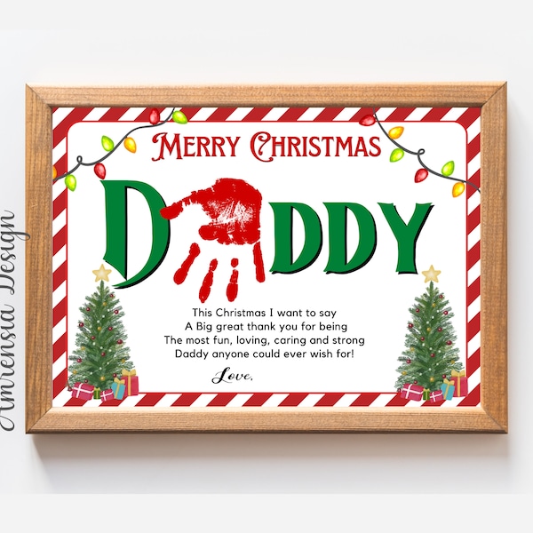 Christmas gift for Daddy, Christmas Handprint Art, Christmas Activity, Art for Toddler Preschoolers, first christmas