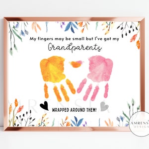 Ricordo delle impronte delle mani del giorno dei nonni, felice festa dei nonni, regalo del nonno, attività artigianali fai da te personalizzate per bambini in età prescolare