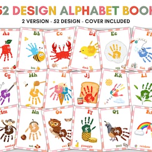 Mein Handabdruck Alphabet Buch, Alphabet Handabdruck Kunst, Baby Kleinkind Kind, Klassenzimmer Kinderzimmer Aktivität, Handabdruck Andenken druckbar, Groovy