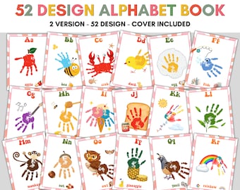 My Handprint Alphabet Book, Alphabet Handprint Art,  Baby Toddler Child, Classroom Nursery Activity, Handprint Keepsake Printable, Groovy