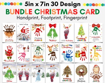 30 DESIGN Weihnachtskarte 13x18cm, Easy Craft Handabdruck Fußabdruck Finger Art Template Printable für PreK, Vorschule Kindergarten Kindertagesstätte