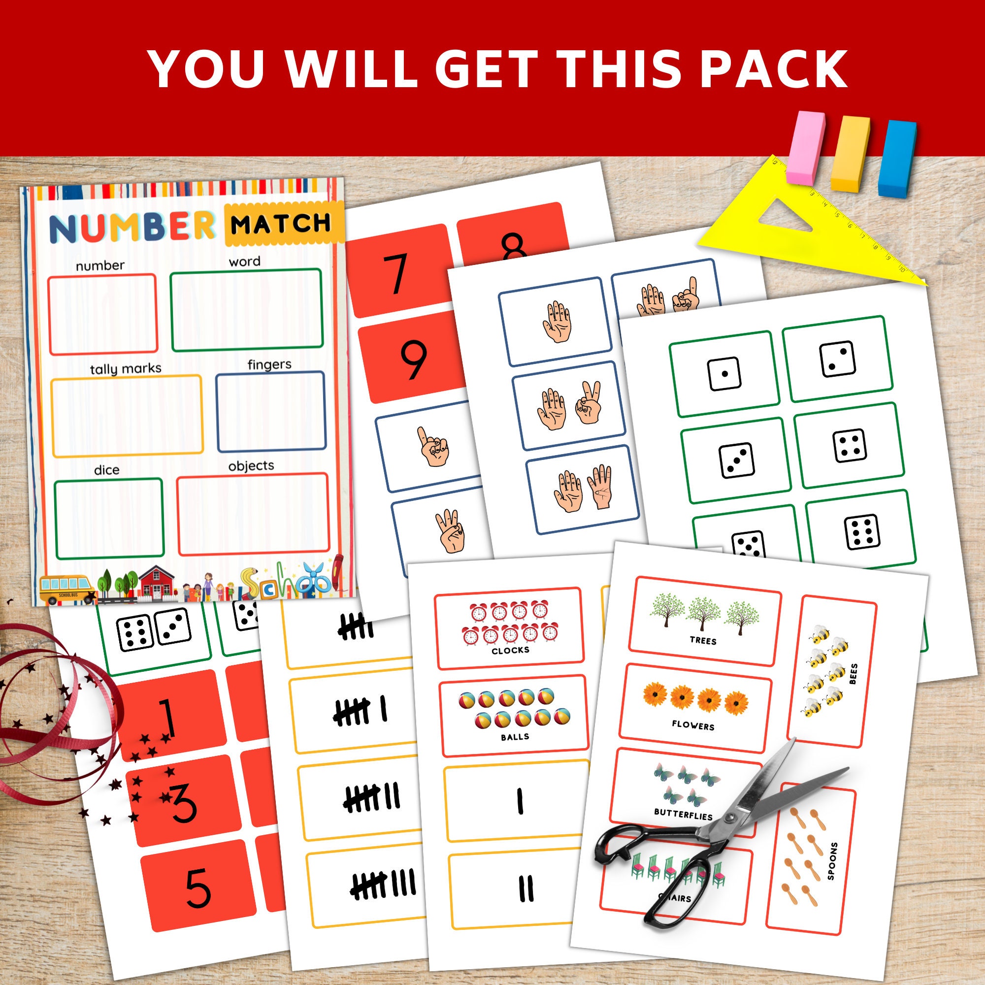 number match practice 1 10 montessori worksheet printable