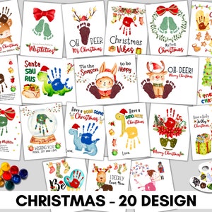20 Design BUNDLE Artigianato natalizio Impronta di impronte digitali Modello di arte del dito stampabile per PreK, asilo nido prescolare, artigianato ricordo