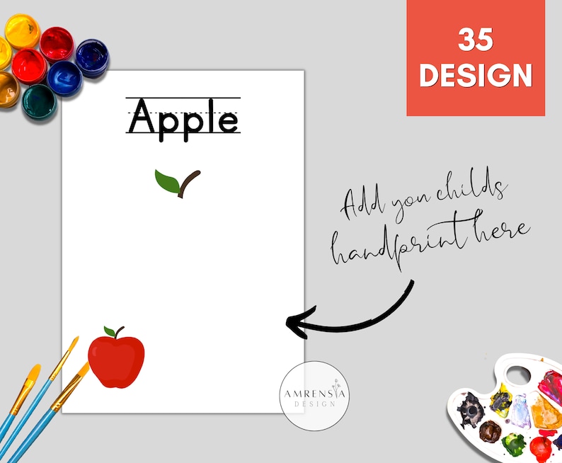 35 DESIGN Rainbow Food Handprint Art, healthy food, Baby Toddler Child, Preschool Kindergarten toddler Activity, Handprint Keepsake image 5