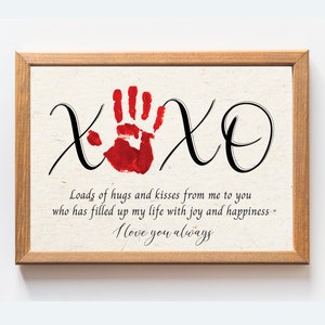 XOXO Handdruck Bastelset, Handabdruck Kunst, Muttertag Vatertag Geschenk, Geschenk für Großeltern, DIY Andenken