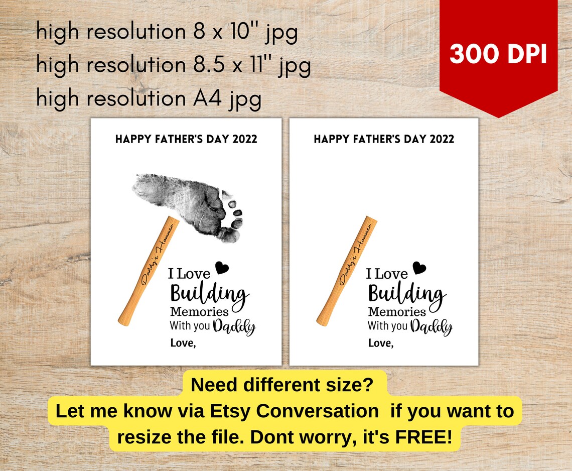 Hammer Footprint Art Father's Day Gift Birthday Gift for Etsy