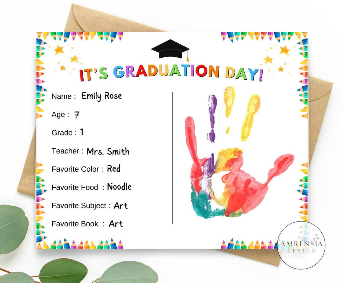 Craft Paper Graduation Sign It's Graduation Day Sign, Graduation Handprint Art Craft, Graduation ...