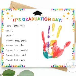 It&#39;s Graduation Day Sign, Graduation Handprint art craft, Graduation Certificate,Handprint Kit, DIY Kid Craft, Memory keepsake