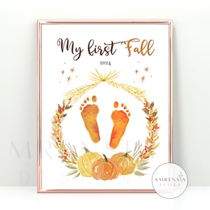 FALL Craft Printable  footprint art, My First Fall, easy craft for Baby , Memory keepsake