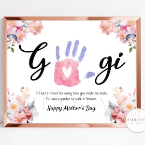 Arte Gigi Handprint, Poema do Feliz Dia das Mães, Artesanato de Flores, Artesanato para Bebês e Crianças, Presente DIY para artesanato com cartão
