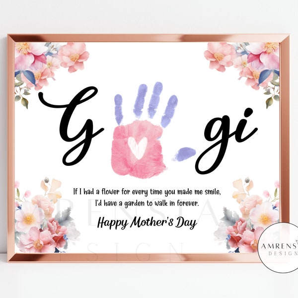 Gigi Handprint art, Happy Mother's day Poem, Flower Craft, Baby Toddler Kids craft, DIY Gift for card craft