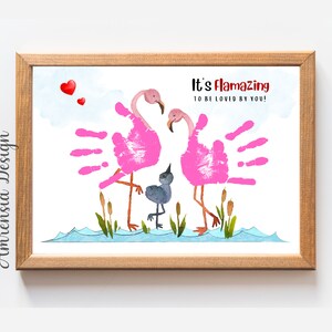 Happy Valentines Day Handdruck Kunst, Flamazing Druckvorlage für PreK, Kindergarten Kita, Valentinstag Andenken Basteln