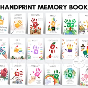 24 PAGES All seasons Handprint Memory Book simple version Printable for PreK, Preschool Kindergarten 1st Grade craft, Memory Book Art